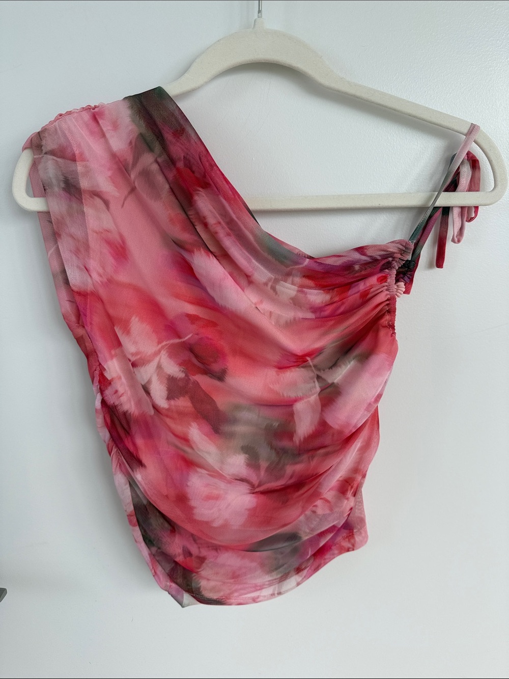 Anthropologie Sarah Hann Floral Mesh One-Shoulder Top - Size S - NWT
